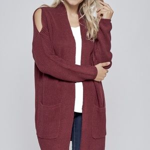 Burgundy Miracle Sweater with Cold Shoulder Cutout
